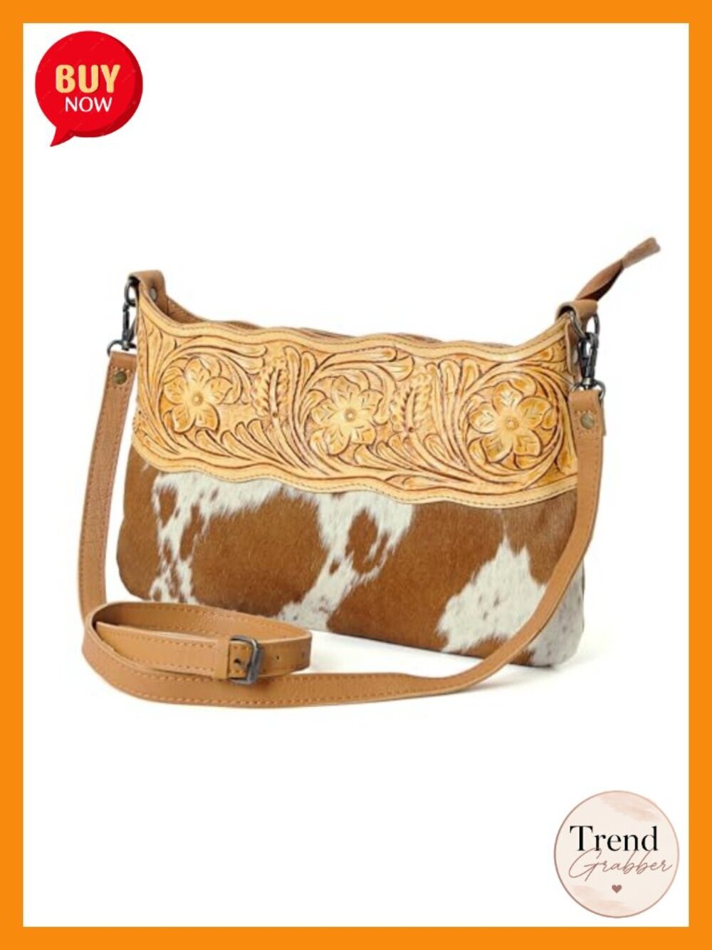 Genuine Cowhide Leather Crossbody Bag with Adjustable Strap Messenger Purse